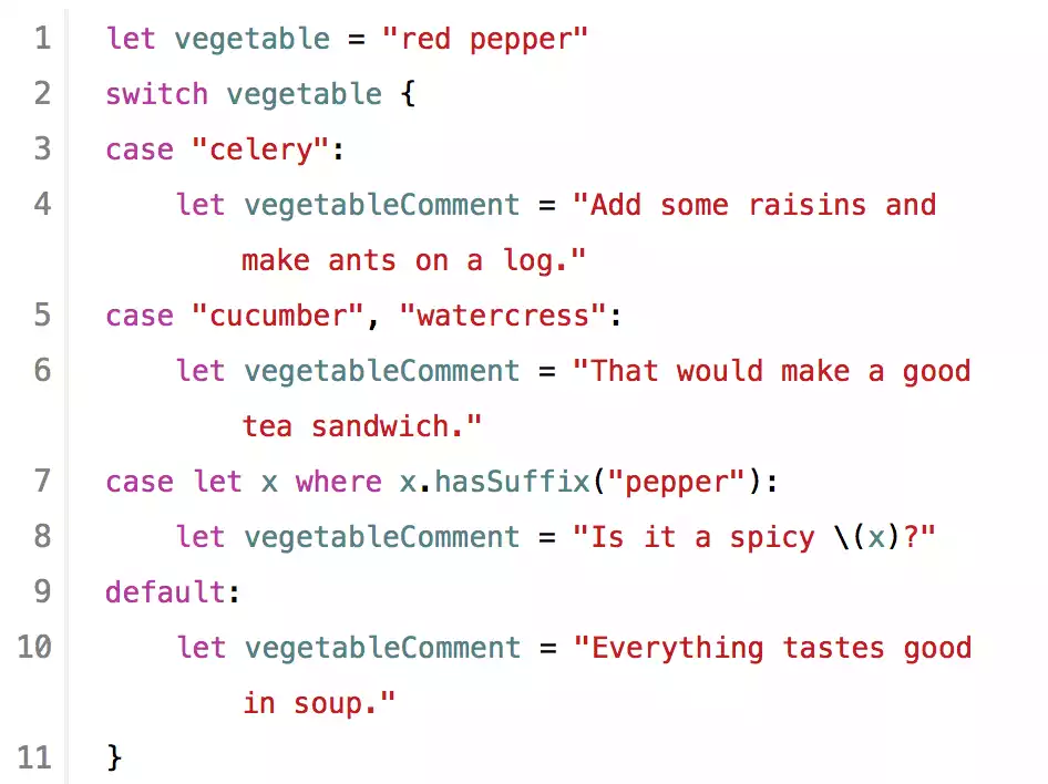 Screenshot of coding in Swift