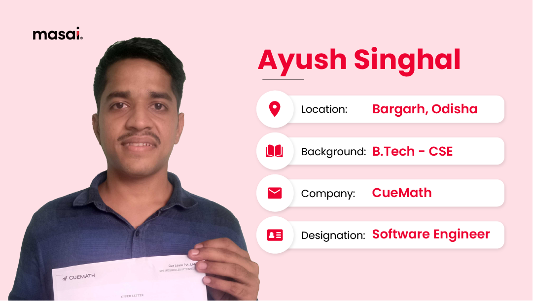 Ayush Singhal, a Masai Alumnus who landed his dream job after spending 6 lakhs on an Engineering degree.