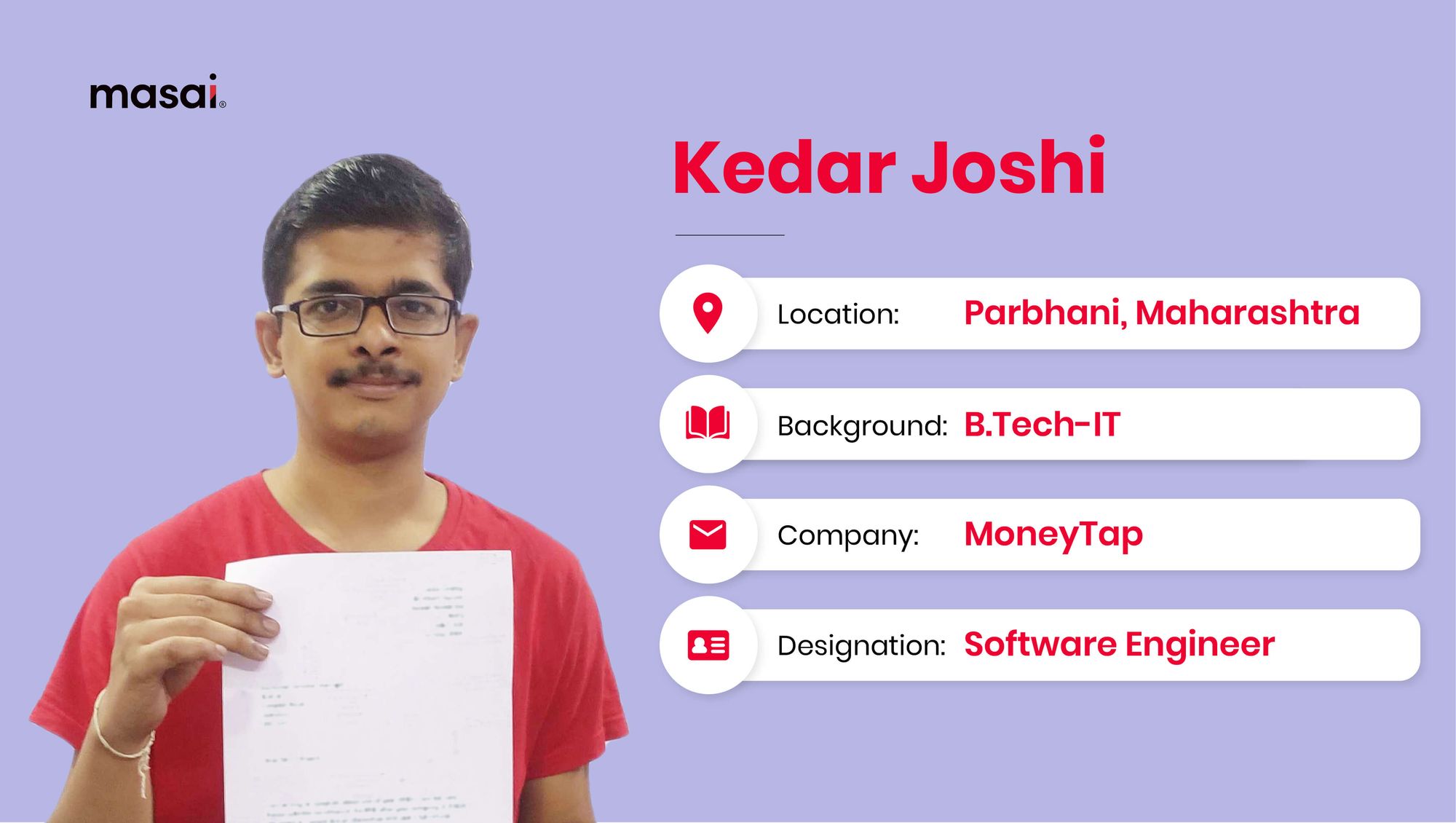 Kedar Joshi- A Masai graduate now working at MoneyTap