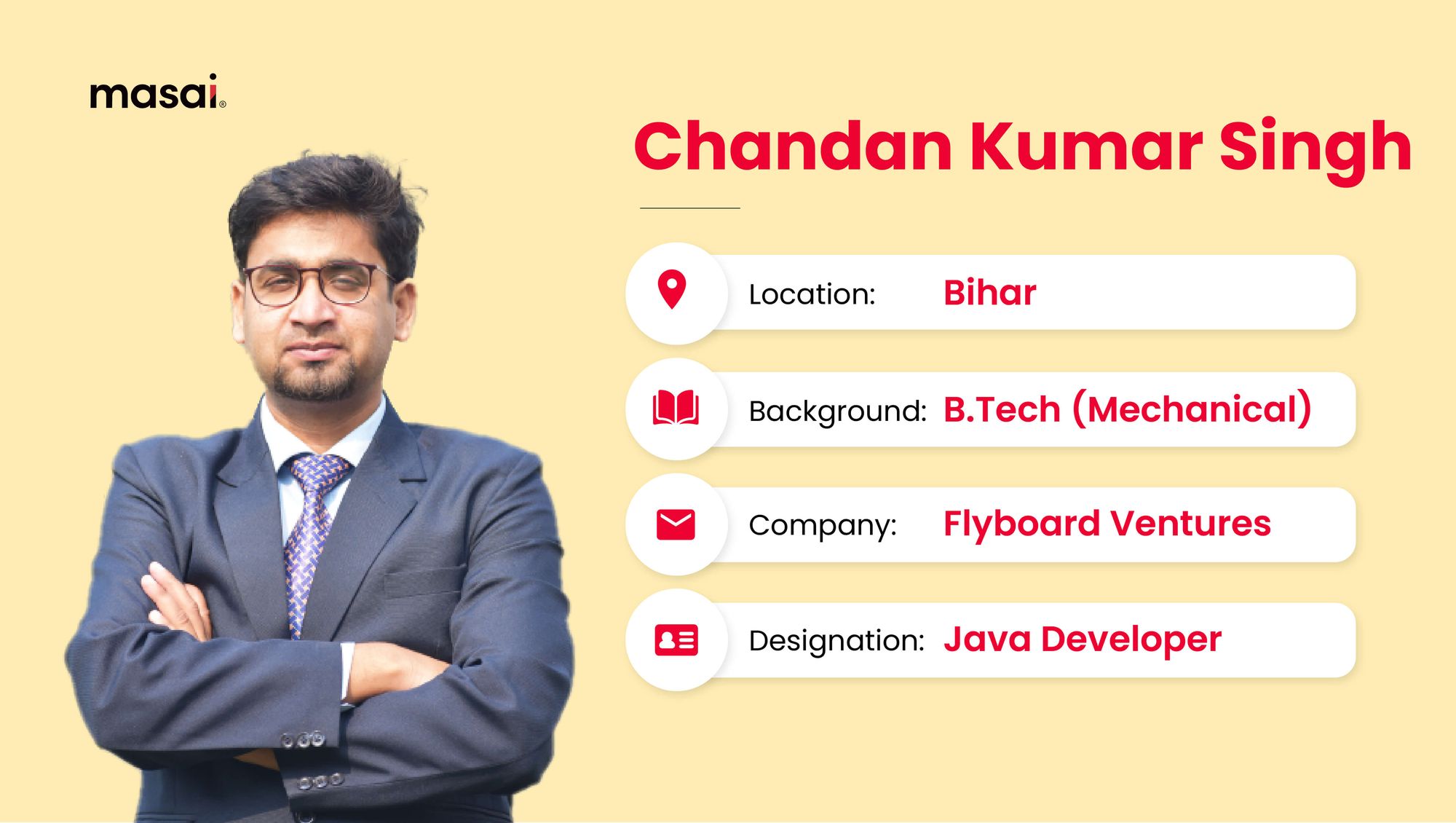 Chandan Kumar Singh - A Masai graduate now working as Java Developer at Flyboard Ventures