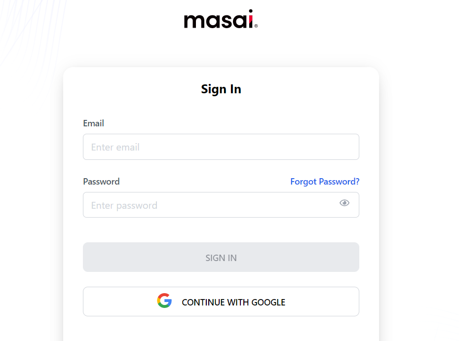 Masai Sign-up form screenshot